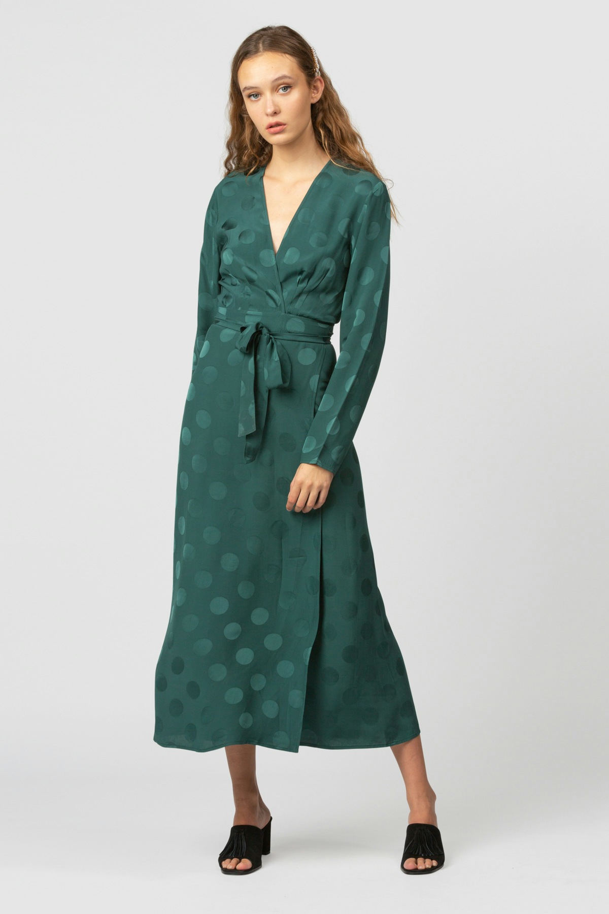 green spot wrap dress
