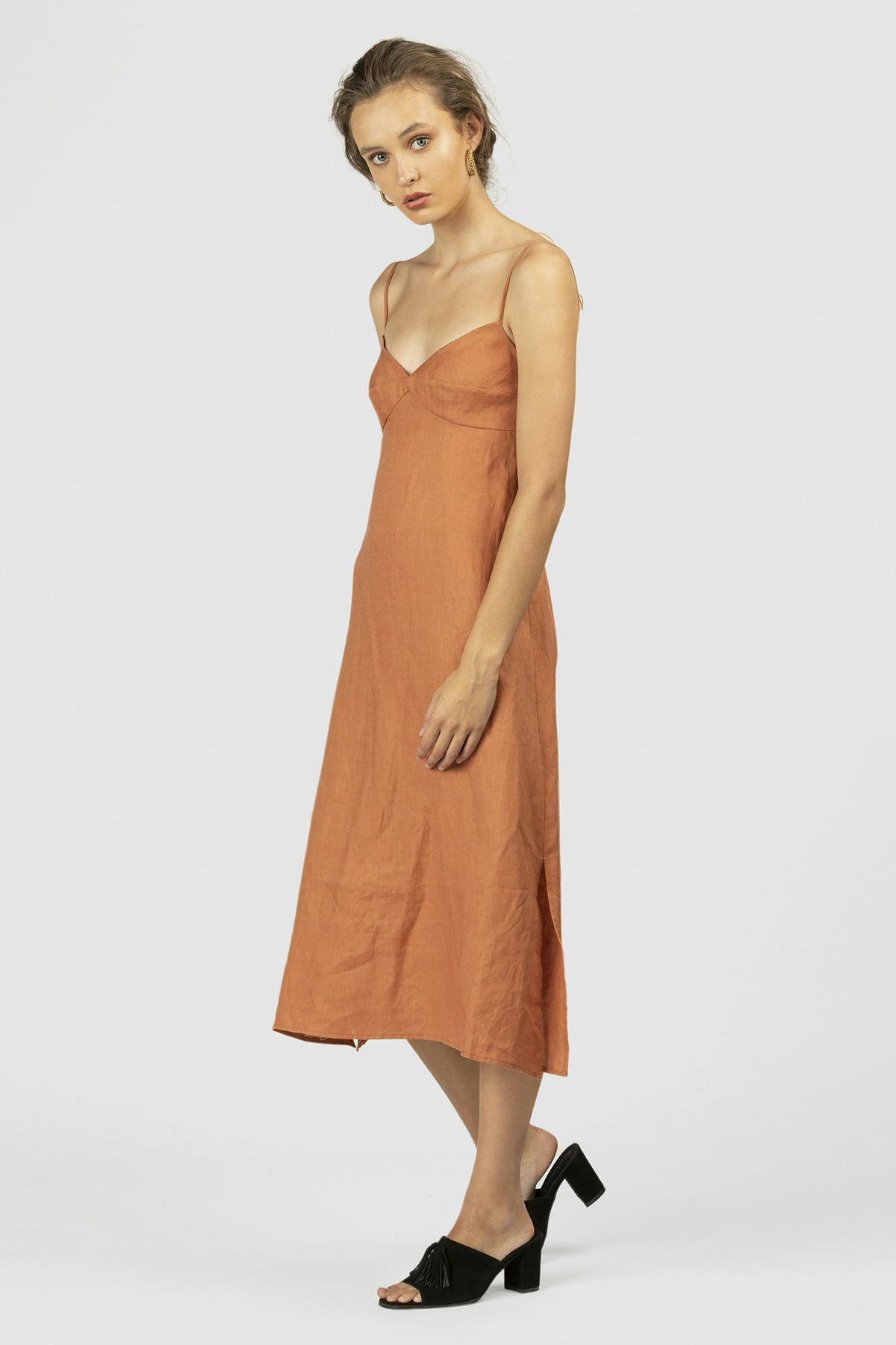 terracotta linen dress